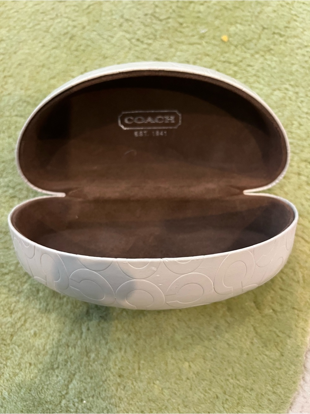 Coach White Embossed Signature Sunglasses Case